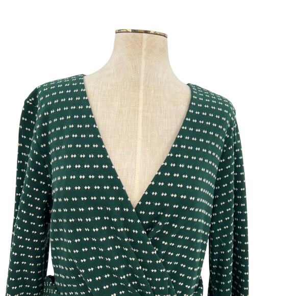 Anthropologie Maeve Malta Dress Wrap Long Sleeve Dot Print Green Size XL - Picture 3 of 13